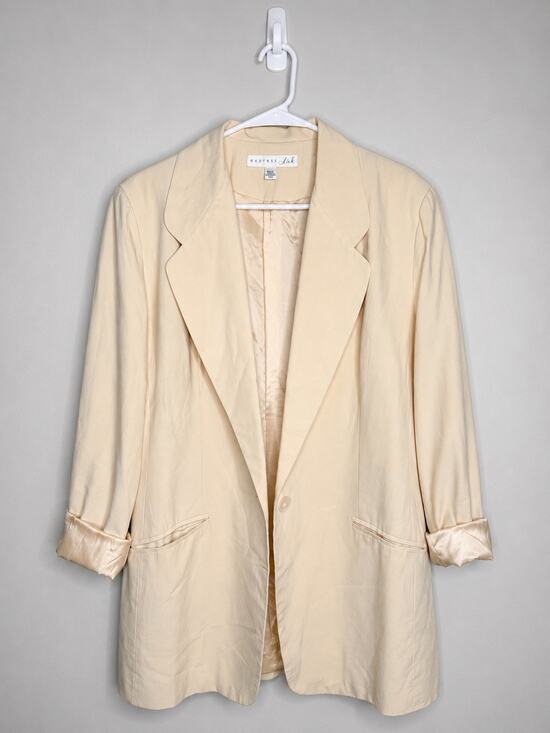 Express Jackets & Blazers - Express Silk 100% Silk Oversized Blazer Beige Cream Sz Large Vintage Minimalist